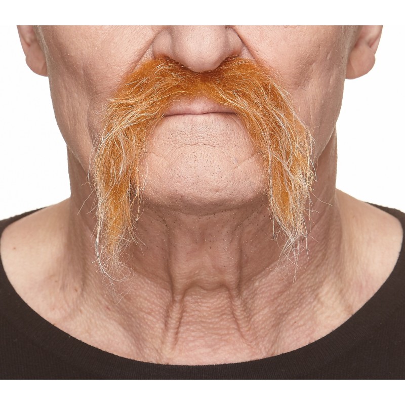 Realistic Fu Manchu mustache, honey and white 