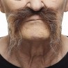 Realistic Fu Manchu mustache, brown and gray