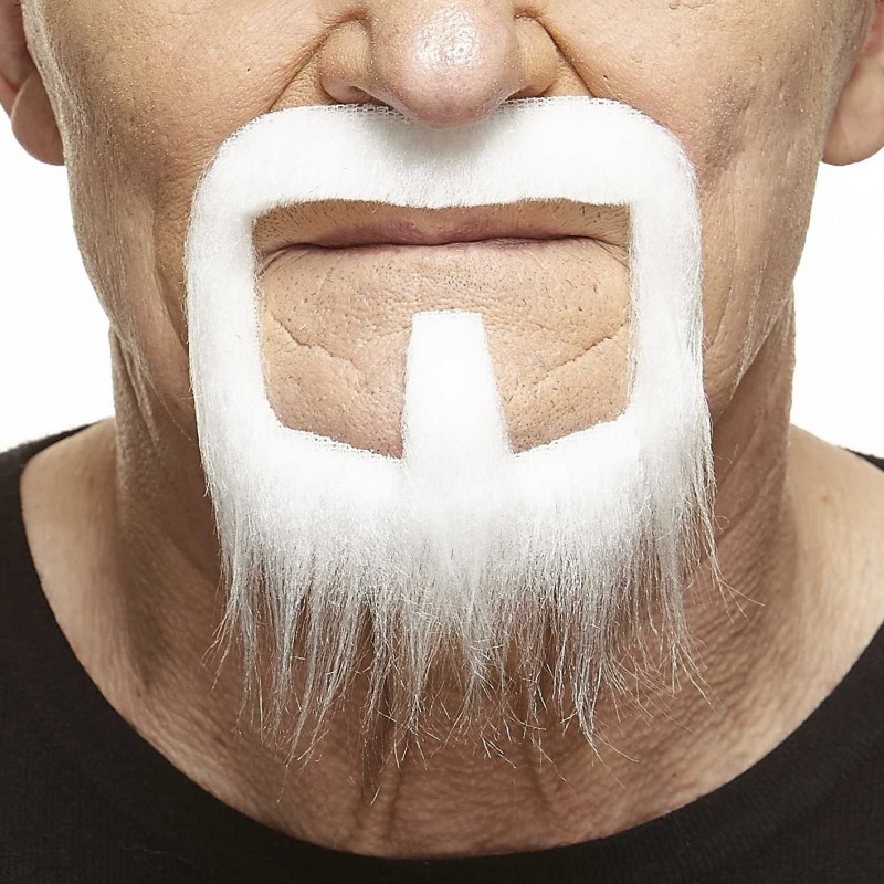Long Van Dyke mustache and beard, white