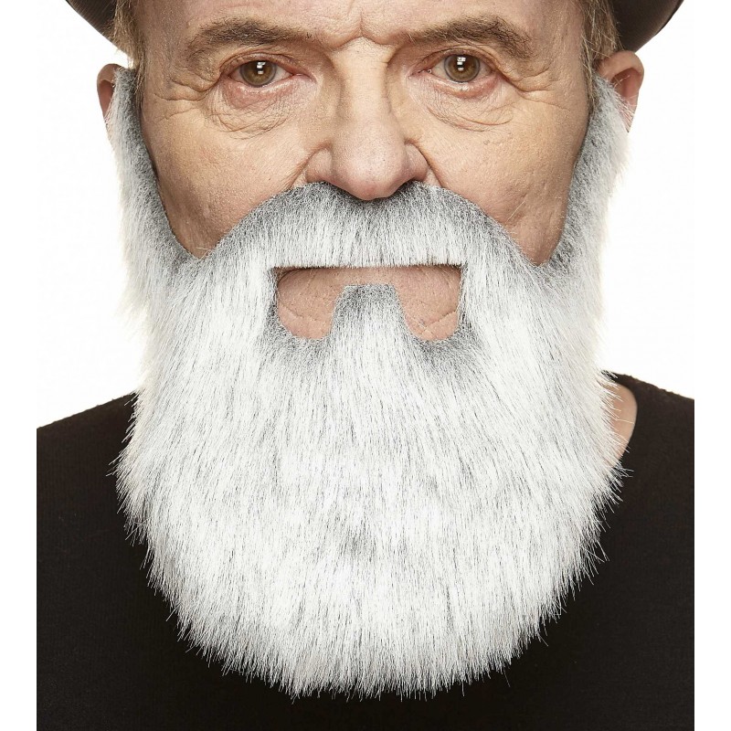 Old Merchant mustache and beard, gray and white