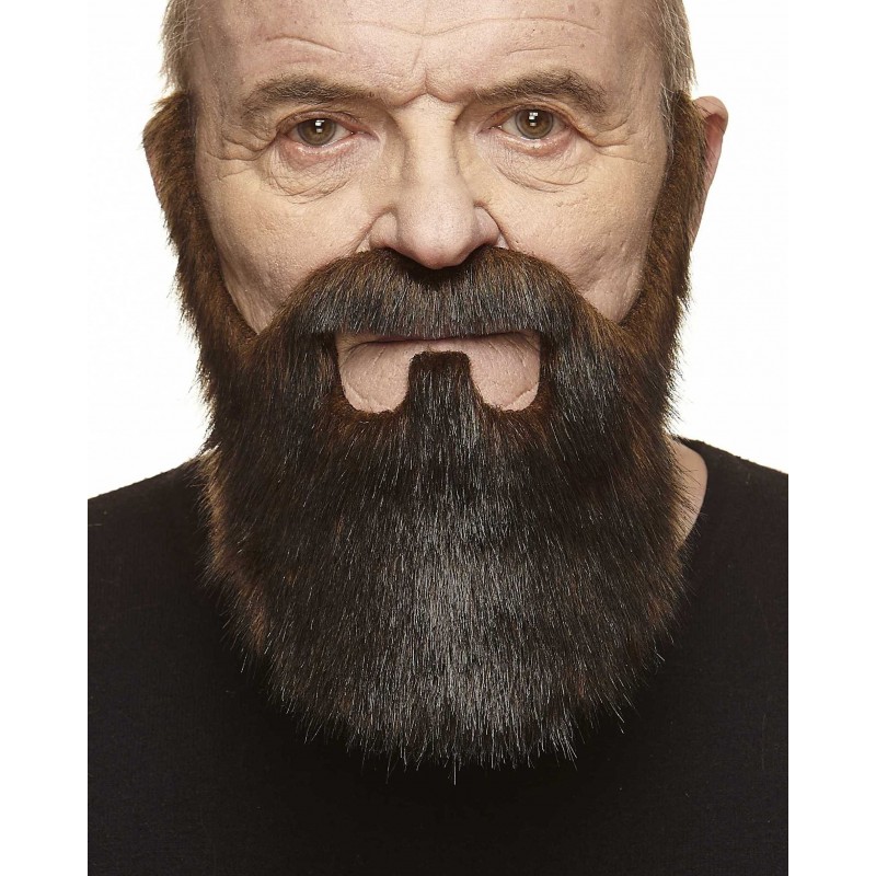 Mustache and beard, brown with gray