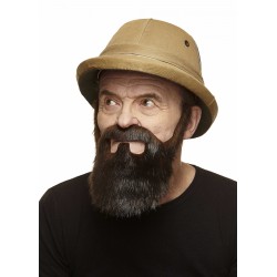 Mustache and beard, brown with gray