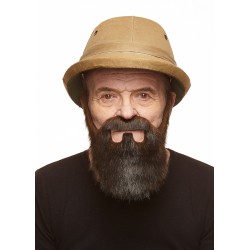 Mustache and beard, brown with gray