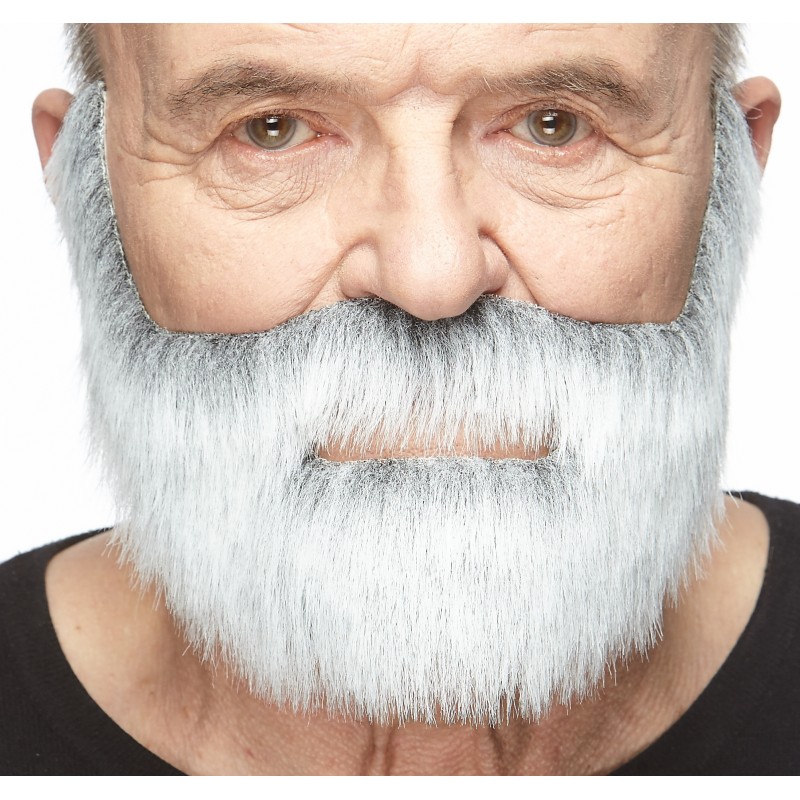 Nobleman mustache and beard, gray and white