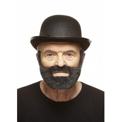 Mustache and beard, gray and white