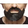 Short Boxed mustache and beard, black lustrous