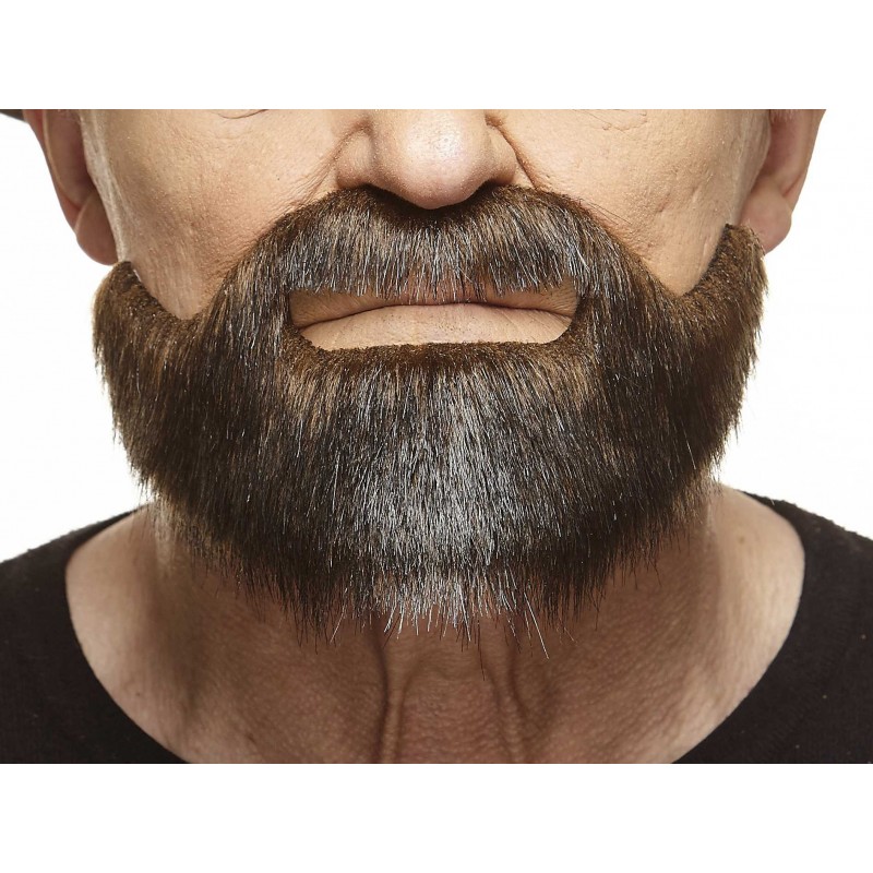 Mustache and beard, brown with gray