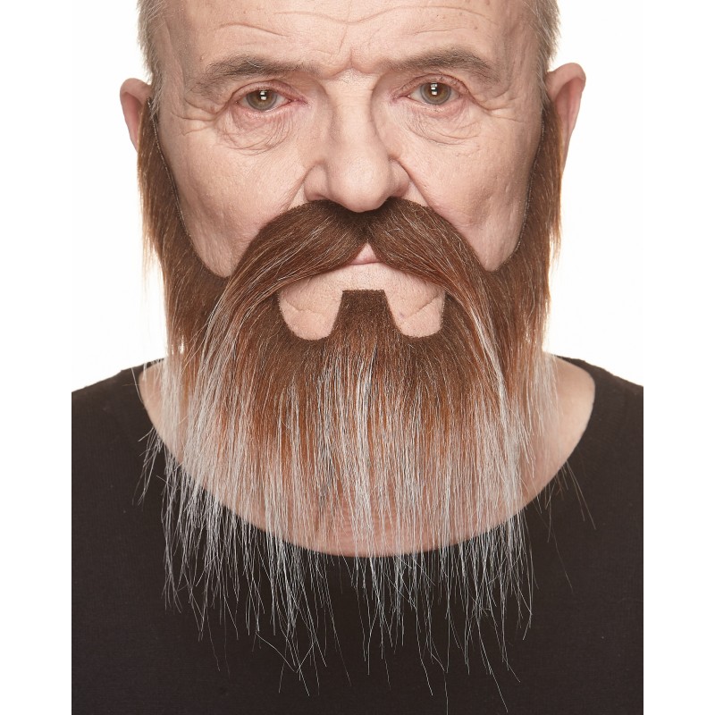 Mustache and beard, brown and gray 