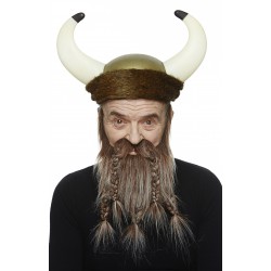 Viking Dwarf mustache and beard, brown and gray