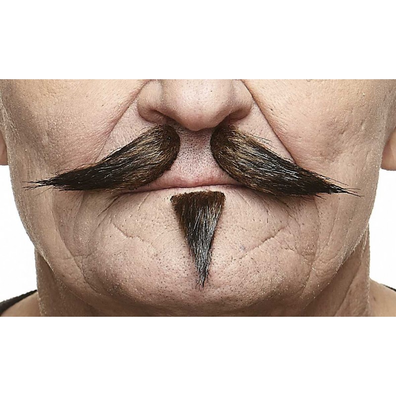 Mustache and beard, brown with gray