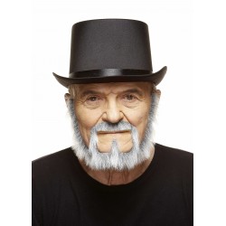 Squatter mustache and beard, gray and white 