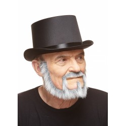 Squatter mustache and beard, gray and white 