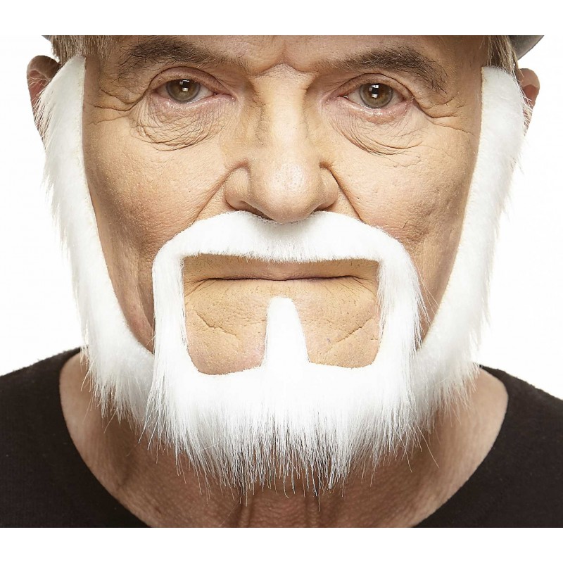 Mustache and beard, white