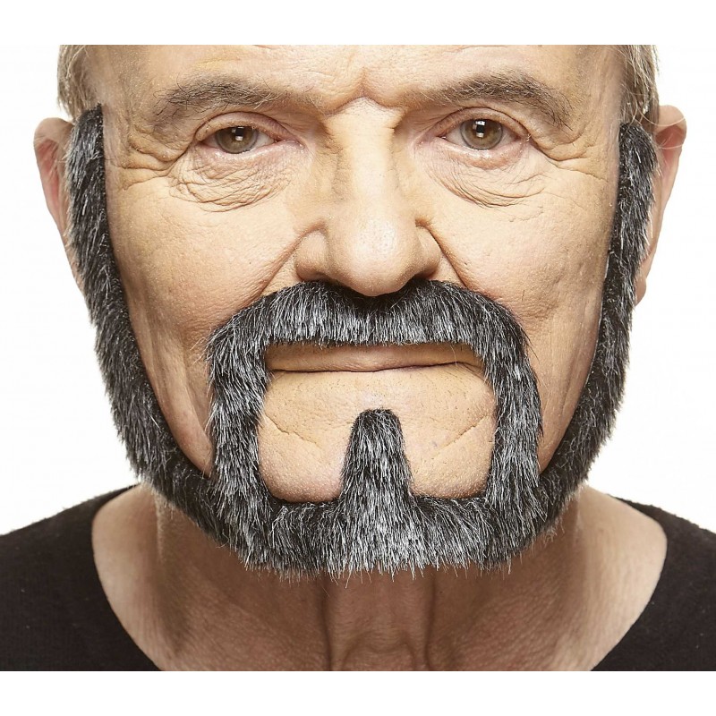 Squatter mustache and beard, salt and pepper