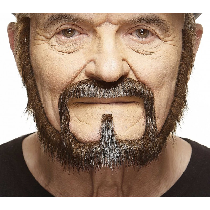 Mustache and beard, brown with gray