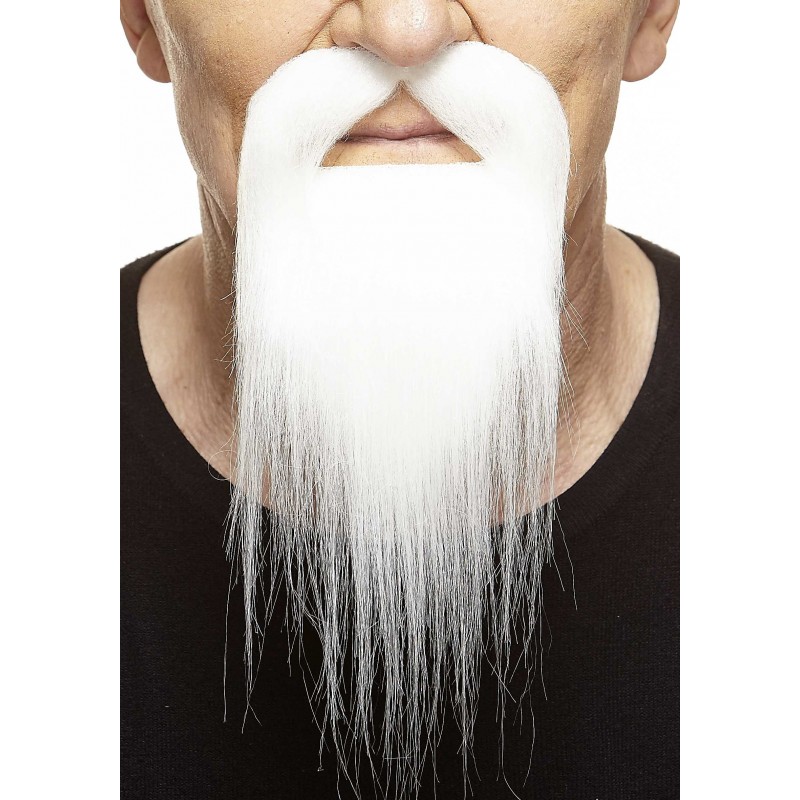 Ducktail mustache and beard, white 