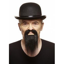 Ducktail mustache and beard, black