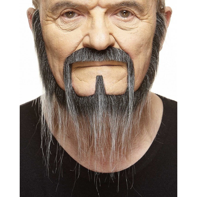 Long Squatter mustache and beard, salt and pepper