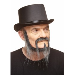 Long Squatter mustache and beard, salt and pepper