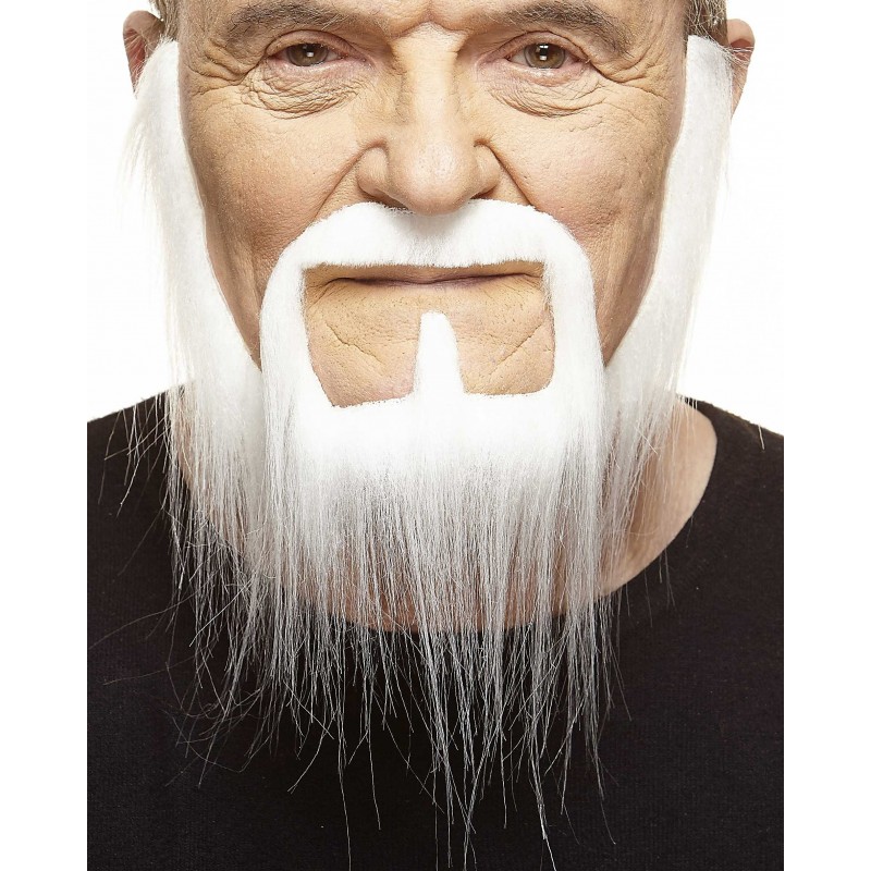 Long Squatter mustache and beard, white