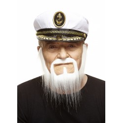 Long Squatter mustache and beard, white