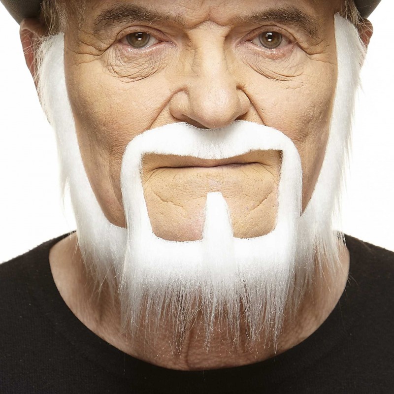 Mustache and beard, white