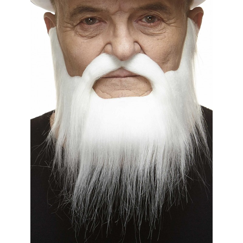 Hipster mustache and beard, white