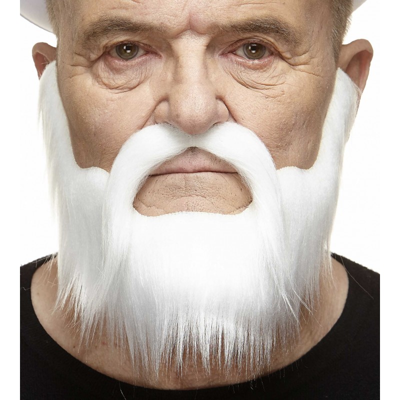 Mustache and beard, white