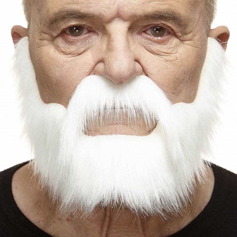 Mustache and beard, white