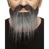 Long Boxed mustache and beard, salt and pepper