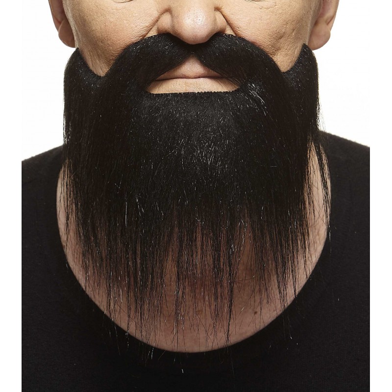 Long Boxed mustache and beard, black