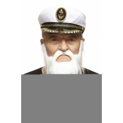 Captain mustache and beard, white