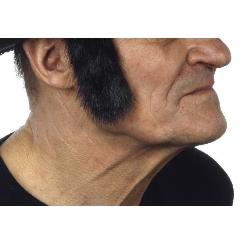 Sideburns, black lustrous