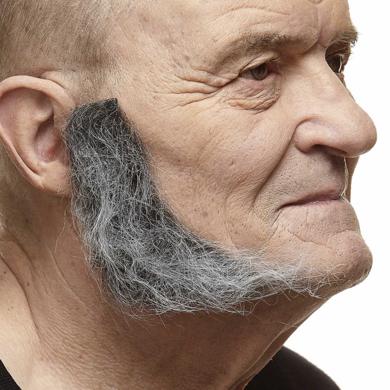 L Shaped sideburns, salt and pepper