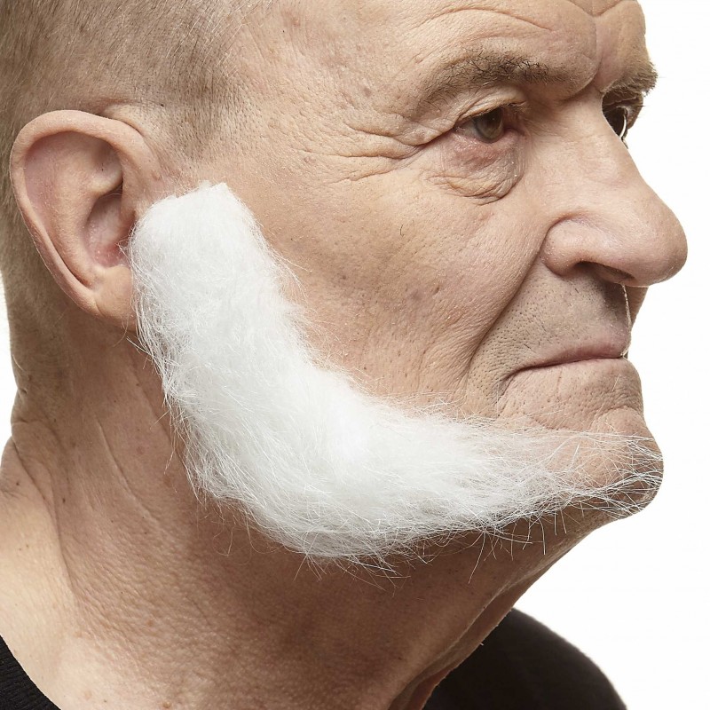 L Shaped sideburns, white