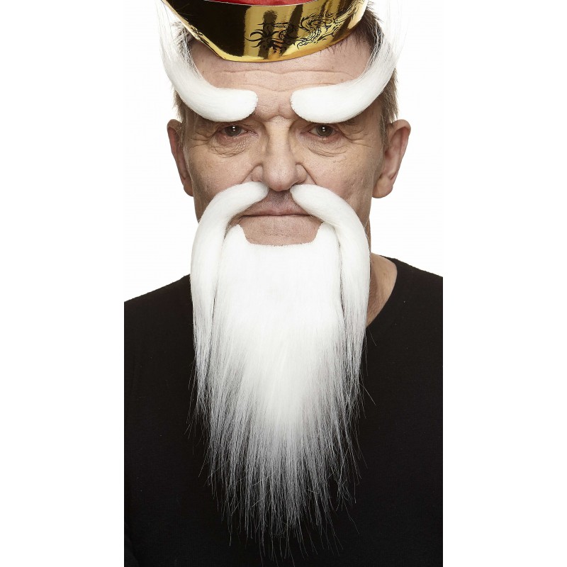 Shaolin Monk mustache, beard and eyebrowns, white 