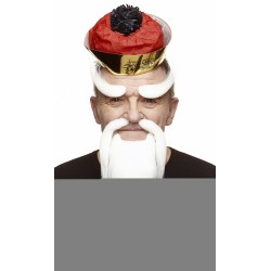 Shaolin Monk mustache, beard and eyebrowns, white 