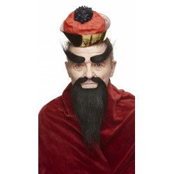 Shaolin Monk mustache, beard and eyebrowns, black 