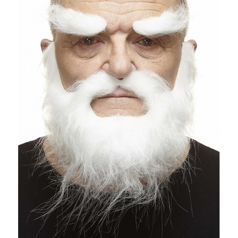 Mustache, beard and eyebrows, white