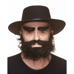 Traper mustache, beard and eyebrows, black