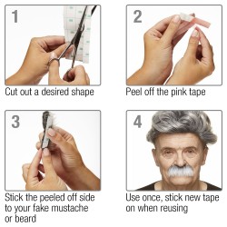 Mustaches Double-Sided "3M" Self-Adhesive Medical Plaster for Fake Beards, Mustaches, Eyebrows and Sideburns (10 pack)