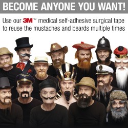 Mustaches Double-Sided "3M" Self-Adhesive Medical Plaster for Fake Beards, Mustaches, Eyebrows and Sideburns (5 pack)