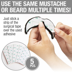 Mustaches Double-Sided "3M" Self-Adhesive Medical Plaster for Fake Beards, Mustaches, Eyebrows and Sideburns (5 pack)