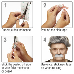 Mustaches Double-Sided "3M" Self-Adhesive Medical Plaster for Fake Beards, Mustaches, Eyebrows and Sideburns (5 pack)